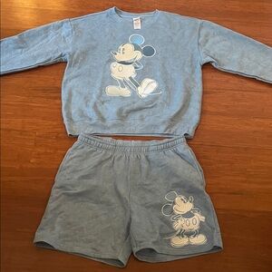 Women’s Disney Mickey Mouse Sweatshirt and shorts set- Size Large